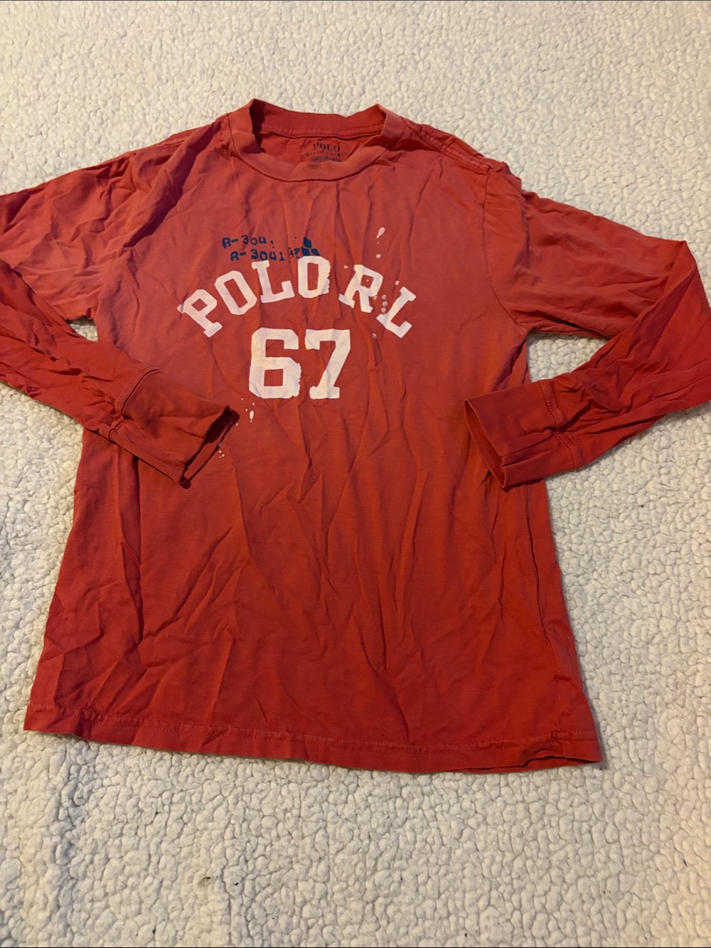 Polo by Ralph Lauren Red Long-Sleeve Graphic Tee with '67'